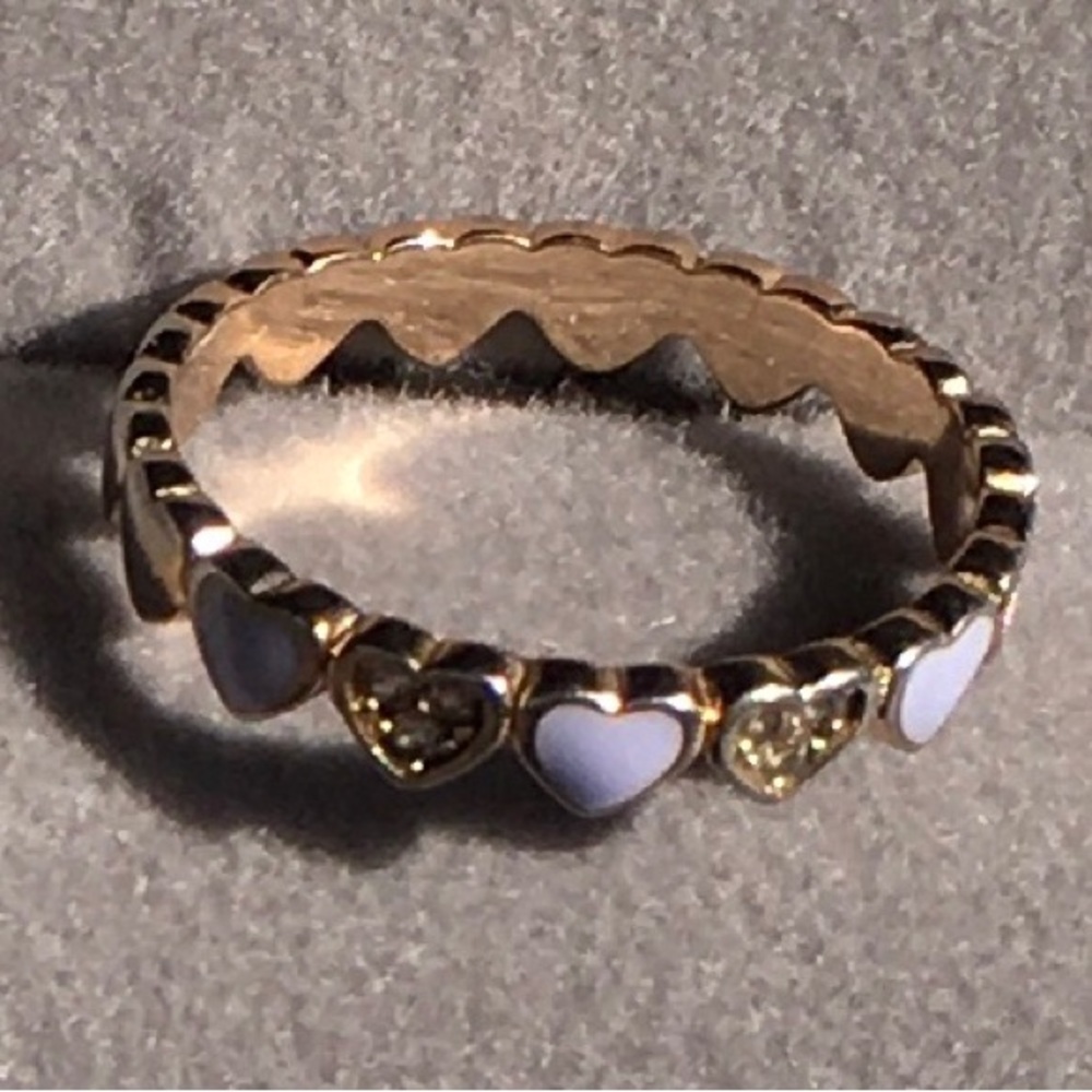 First Crush Ring.  Brand: Elizabeth Stone “EB” Engraved.  Hearts.  Size 7
